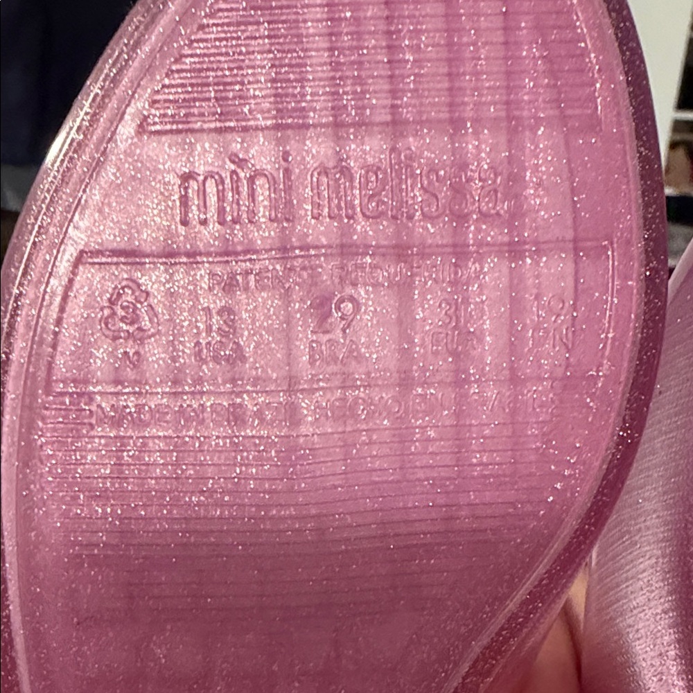 Mini Melissa Sparkle Pink Jelly Flats with Mermaid Shell Detail - Picture 3 of 4